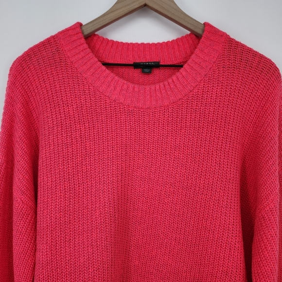 Wild Fable Womens Cropped Sweater Size XL Neon Pink Wide Sleeves Maximalist Punk - Picture 2 of 8